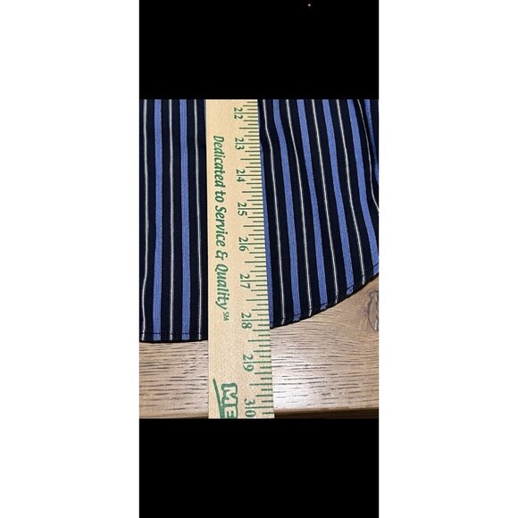 Bugatchi Button Down Shirt Flip Cuff Striped Blue Mens Size Measured Classic - Picture 7 of 12